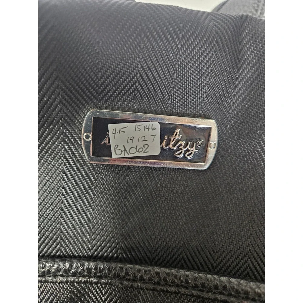 Itzy Ritzy Boss Backpack Diaper Bag Black Herringbone Vegan Leather Tassel - Picture 12 of 12